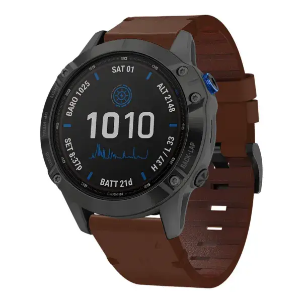 g.l11.2 Front Brown Genuine Italian Leather Watch Band Strap for Garmin Fenix 6X