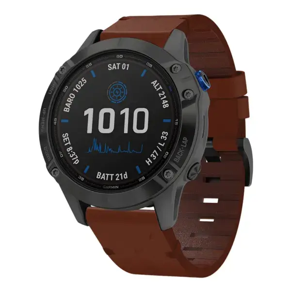 g.l11.3 Front Tan Genuine Italian Leather Watch Band Strap for Garmin Fenix 6X