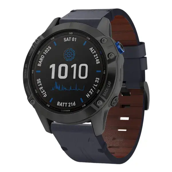 g.l11.5 Front Blue Genuine Italian Leather Watch Band Strap for Garmin Fenix 6X