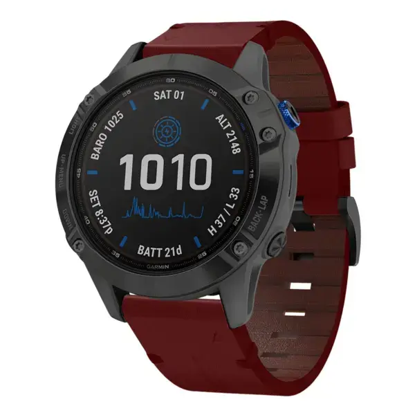 g.l11.6 Front Red Genuine Italian Leather Watch Band Strap for Garmin Fenix 6X