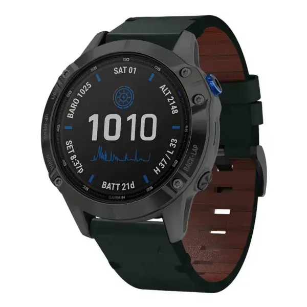 g.l11.11 Front Green Genuine Italian Leather Watch Band Strap for Garmin Fenix 6X
