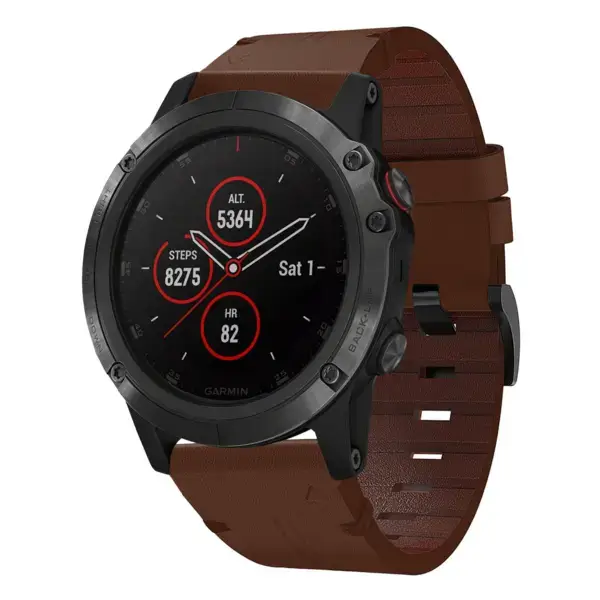 g.l11.2 Front Brown Genuine Italian Leather Watch Band Strap for Garmin Fenix 5X