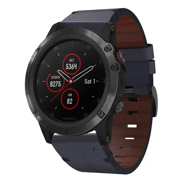 g.l11.5 Front Blue Genuine Italian Leather Watch Band Strap for Garmin Fenix 5X