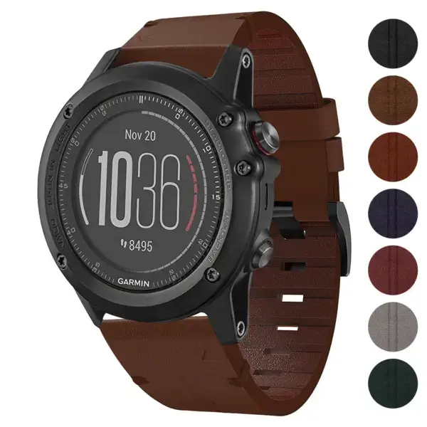 Vintage Italian leather strap designed for Garmin Fenix 3 and 3 HR, featuring a rich brown color and a stylish, durable design that enhances your smartwatch's look