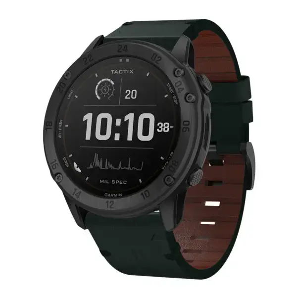 g.l11.11 Front Green Genuine Italian Leather Watch Band Strap for Garmin Tactix Delta