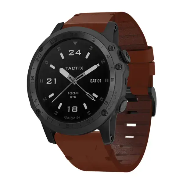 g.l11.3 Front Tan Genuine Italian Leather Watch Band Strap for Garmin Tactix Charlie