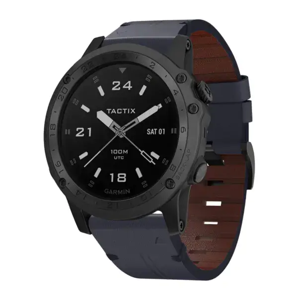 g.l11.5 Front Blue Genuine Italian Leather Watch Band Strap for Garmin Tactix Charlie