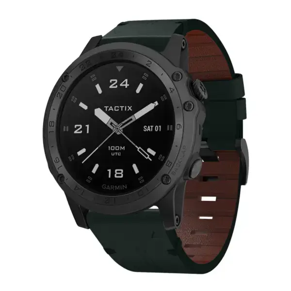 g.l11.11 Front Green Genuine Italian Leather Watch Band Strap for Garmin Tactix Charlie