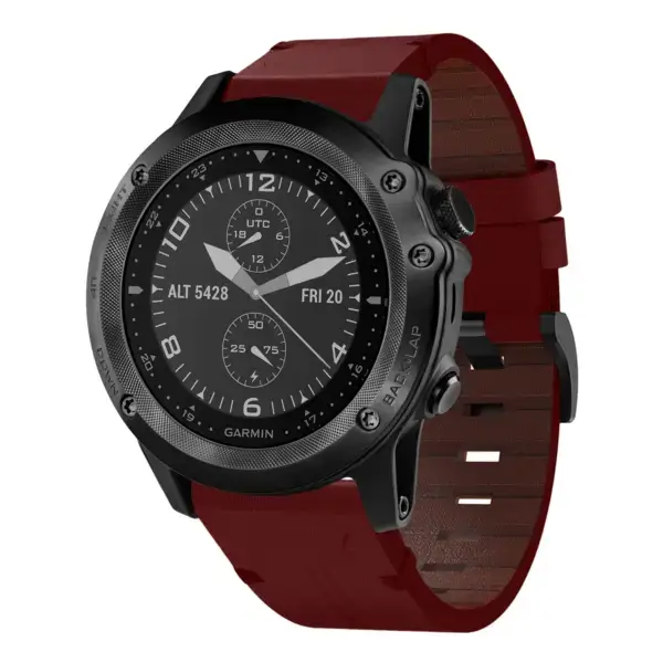 g.l11.6 Front Red Genuine Italian Leather Watch Band Strap for Garmin Tactix Bravo