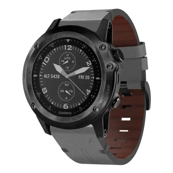 g.l11.7 Front Grey Genuine Italian Leather Watch Band Strap for Garmin Tactix Bravo