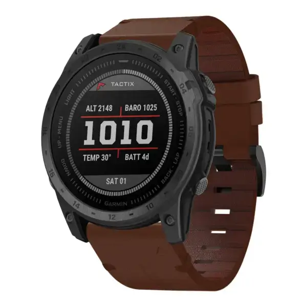 g.l11.2 Front Brown Genuine Italian Leather Watch Band Strap for Garmin Tactix 7