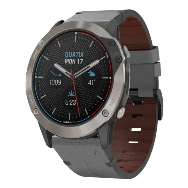 g.l11.7 Front Grey Genuine Italian Leather Watch Band Strap for Garmin Quatix 6X