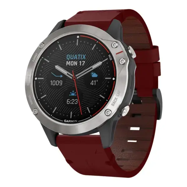 g.l11.6 Front Red Genuine Italian Leather Watch Band Strap for Garmin Quatix 3