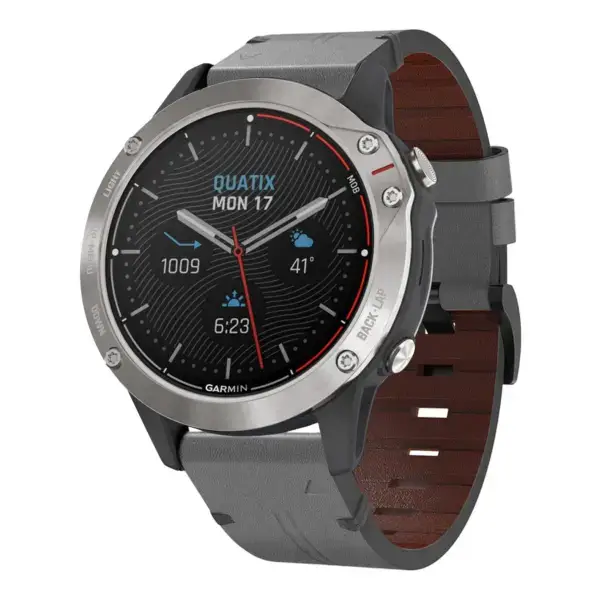 g.l11.7 Front Grey Genuine Italian Leather Watch Band Strap for Garmin Quatix 3