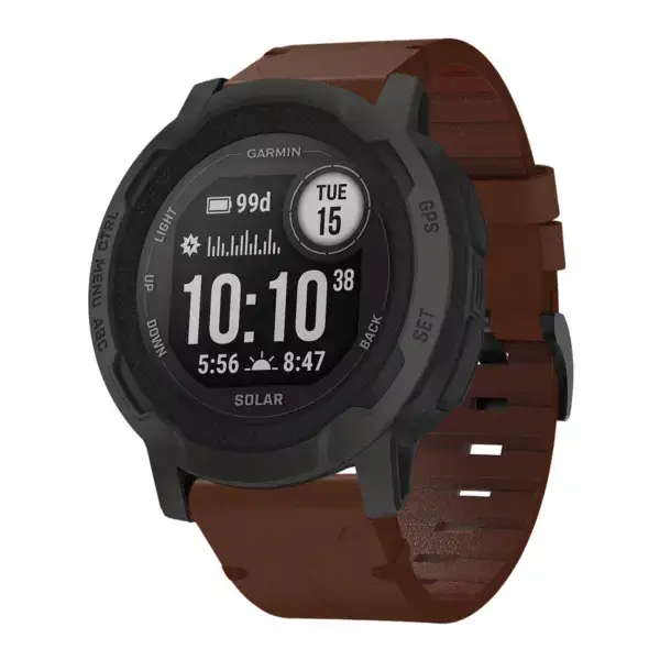 g.l11.2 Front Brown Genuine Italian Leather Watch Band Strap for Garmin Instinct 2X