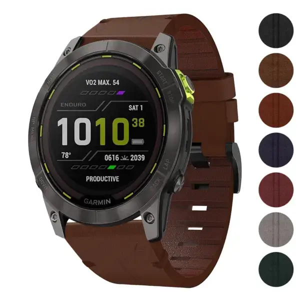 Vintage Italian leather strap for Garmin Enduro and Enduro 3, featuring a rich brown color and a stylish design, perfect for enhancing your smartwatch's look