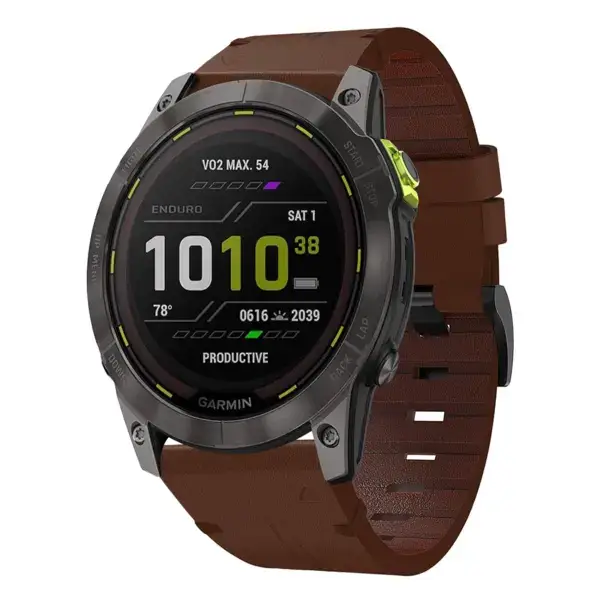 g.l11.2 Front Brown Genuine Italian Leather Watch Band Strap for Garmin Enduro 2