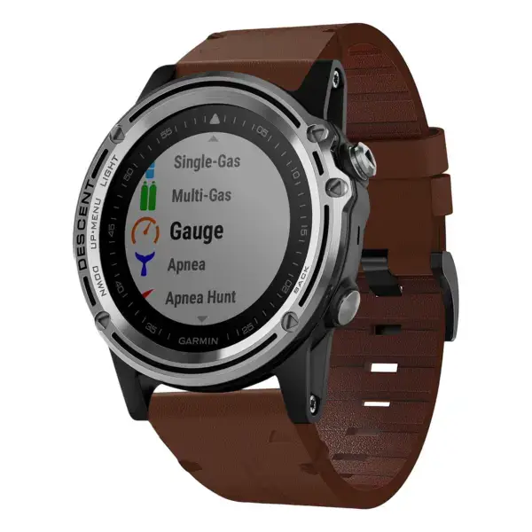 g.l11.2 Front Brown Genuine Italian Leather Watch Band Strap for Garmin Descent Mk1