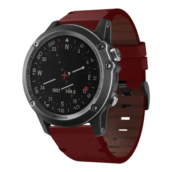g.l11.6 Front Red Genuine Italian Leather Watch Band Strap for Garmin D2 Bravo