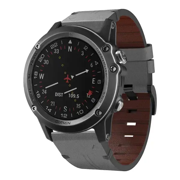 g.l11.7 Front Grey Genuine Italian Leather Watch Band Strap for Garmin D2 Bravo