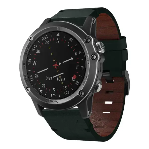 g.l11.11 Front Green Genuine Italian Leather Watch Band Strap for Garmin D2 Bravo