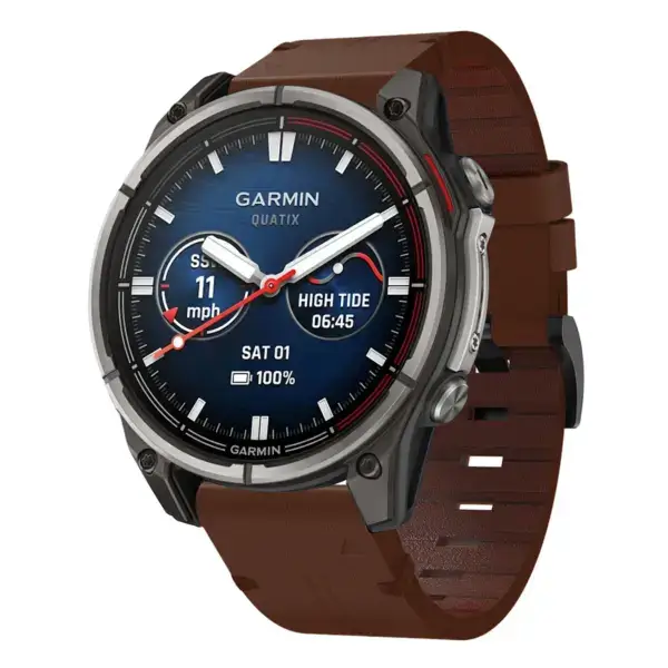 g.l11.2 Front Brown Genuine Italian Leather Watch Band Strap for Garmin Quatix 7