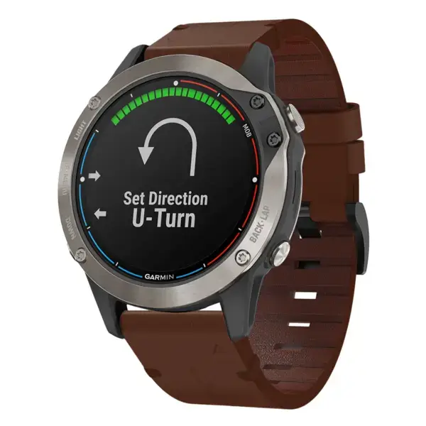 g.l11.2 Front Brown Genuine Italian Leather Watch Band Strap for Garmin Quatix 6