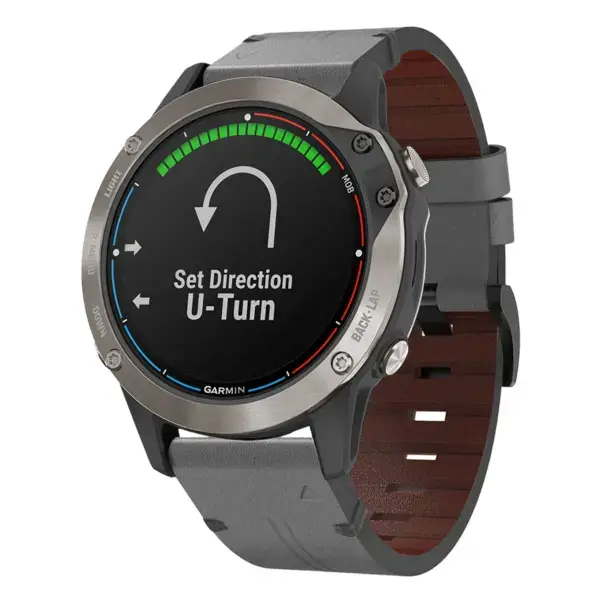 g.l11.7 Front Grey Genuine Italian Leather Watch Band Strap for Garmin Quatix 6