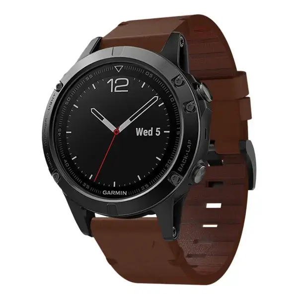 g.l11.2 Front Brown Genuine Italian Leather Watch Band Strap for Garmin Quatix 5