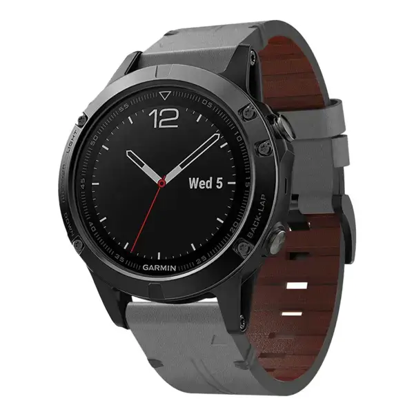 g.l11.7 Front Grey Genuine Italian Leather Watch Band Strap for Garmin Quatix 5