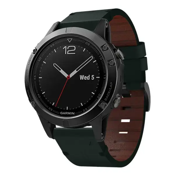 g.l11.11 Front Green Genuine Italian Leather Watch Band Strap for Garmin Quatix 5