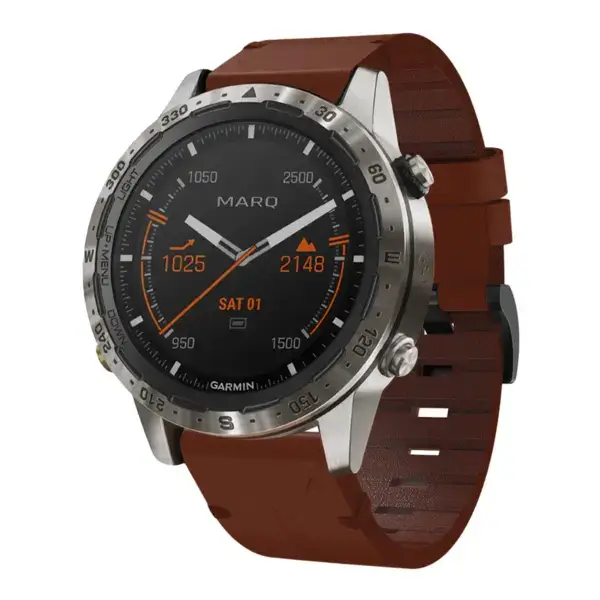 g.l11.3 Front Tan Genuine Italian Leather Watch Band Strap for Garmin MARQ
