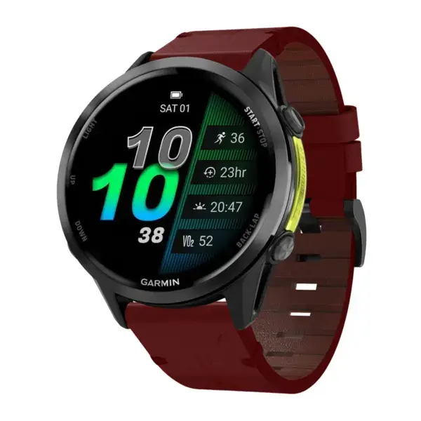 g.l11.6 Front Red Genuine Italian Leather Watch Band Strap for Garmin Forerunner 970