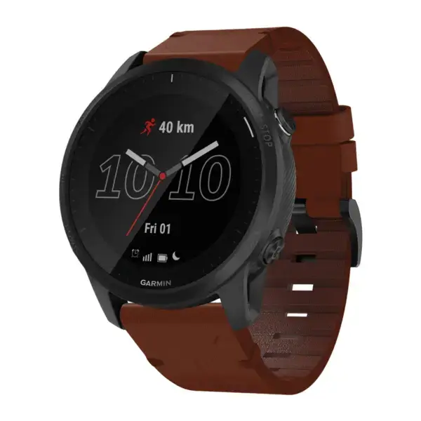 g.l11.3 Front Tan Genuine Italian Leather Watch Band Strap for Garmin Forerunner 945