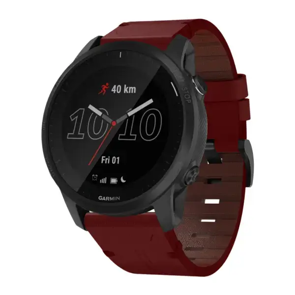 g.l11.6 Front Red Genuine Italian Leather Watch Band Strap for Garmin Forerunner 945