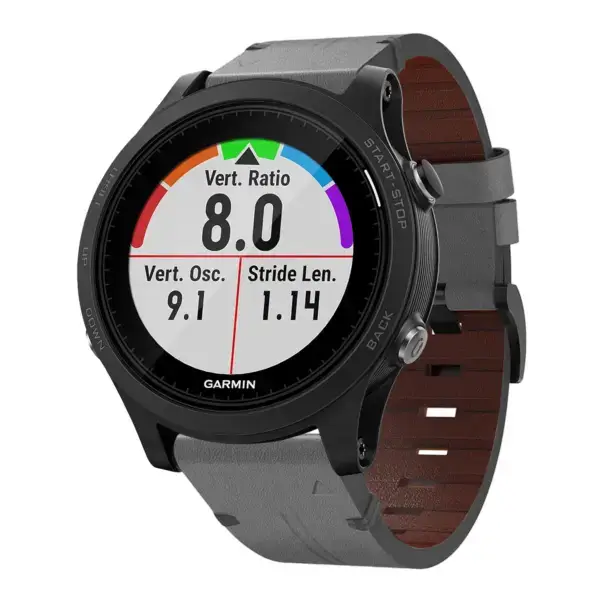 g.l11.7 Front Grey Genuine Italian Leather Watch Band Strap for Garmin Forerunner 935