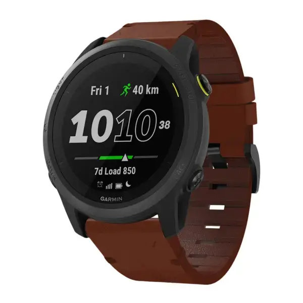 g.l11.3 Front Tan Genuine Italian Leather Watch Band Strap for Garmin Forerunner 745
