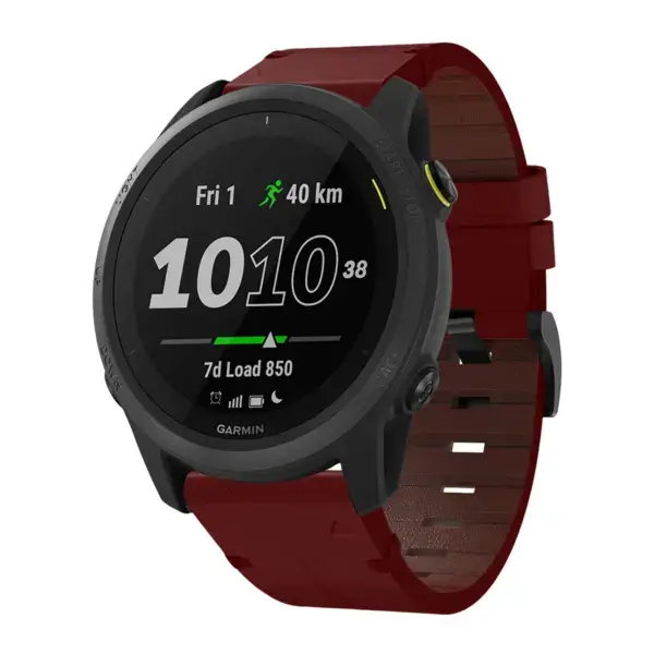 g.l11.6 Front Red Genuine Italian Leather Watch Band Strap for Garmin Forerunner 745