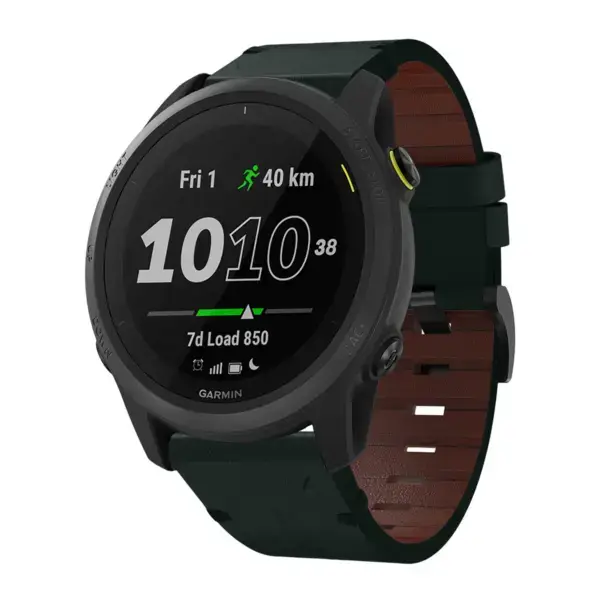 g.l11.11 Front Green Genuine Italian Leather Watch Band Strap for Garmin Forerunner 745