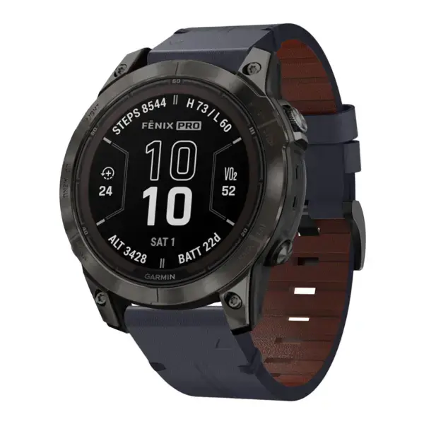 g.l11.5 Front Blue Genuine Italian Leather Strap for Garmin Fenix 7