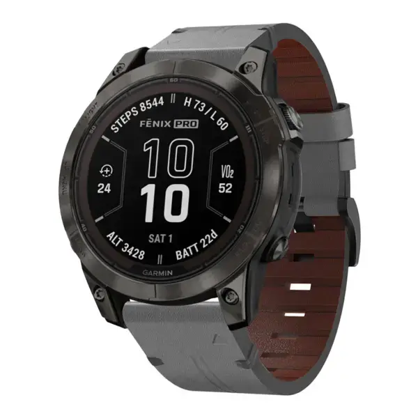 g.l11.7 & 7 Pro Front Grey Genuine Italian Leather Strap for Garmin Fenix 7