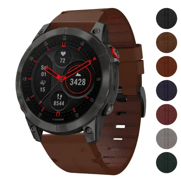 Vintage Italian leather strap designed for Garmin Epix Gen 2 and Garmin Epix. Features a rich brown color, enhancing the watch's style and elegance