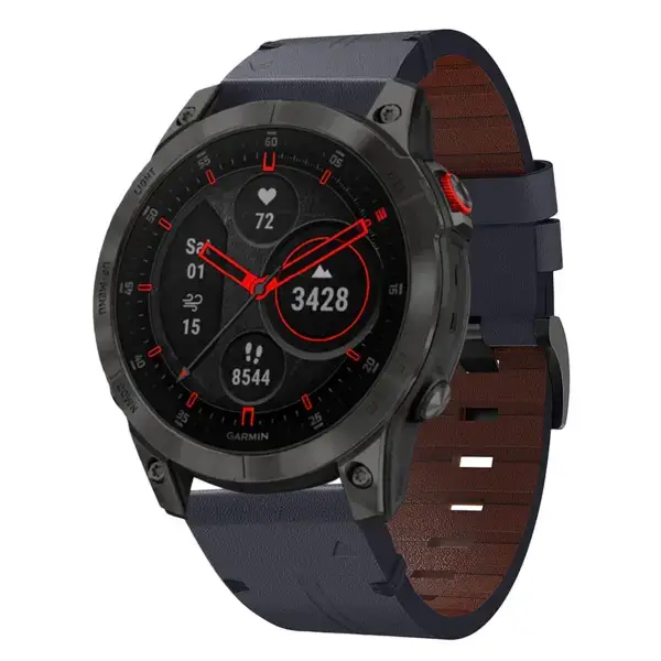 g.l11.5 Front Blue Genuine Italian Leather Strap for Garmin QuickFit Devices for Garmin Epix Gen 2