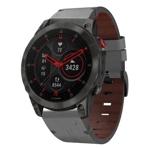 g.l11.7 Front Grey Genuine Italian Leather Strap for Garmin QuickFit Devices for Garmin Epix Gen 2