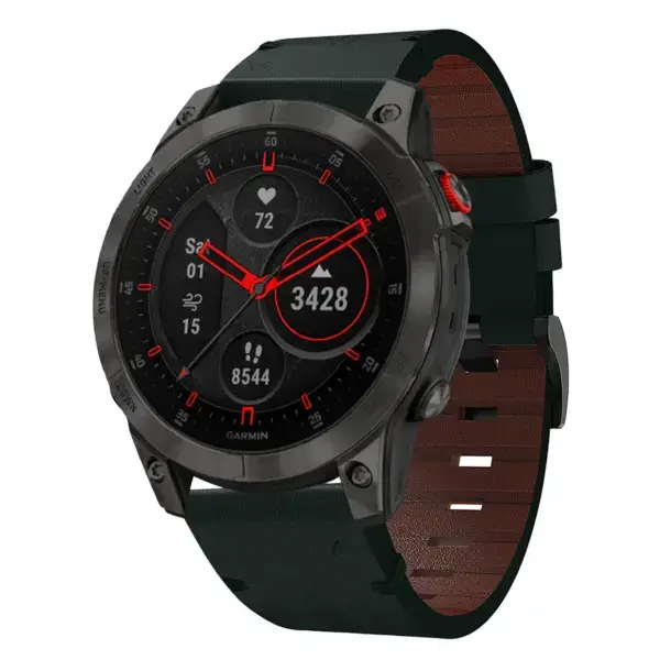 g.l11.11 Front Green Genuine Italian Leather Strap for Garmin QuickFit Devices for Garmin Epix Gen 2