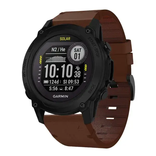 g.l11.2 Front Brown Genuine Italian Leather Strap for Garmin QuickFit Devices for Garmin Descent G1