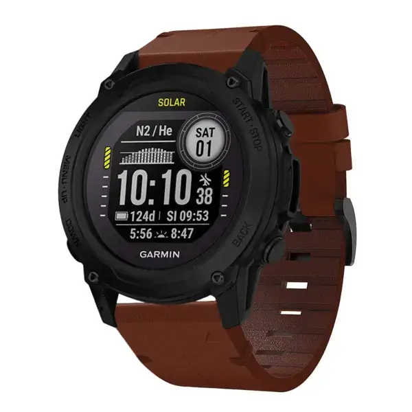 g.l11.3 Front Tan Genuine Italian Leather Strap for Garmin QuickFit Devices for Garmin Descent G1