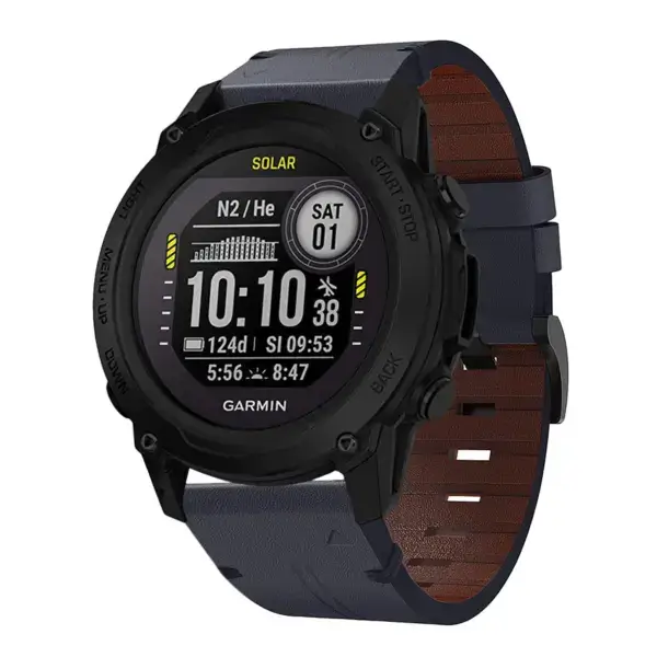 g.l11.5 Front Blue Genuine Italian Leather Strap for Garmin QuickFit Devices for Garmin Descent G1