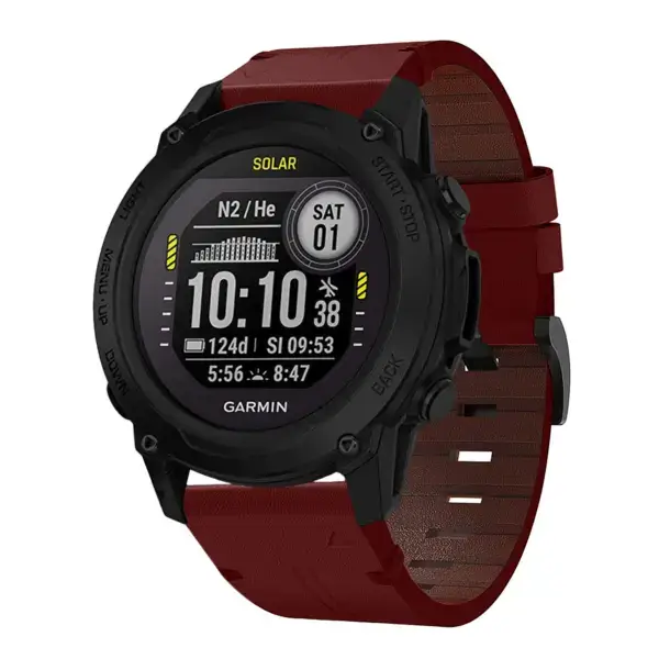 g.l11.6 Front Red Genuine Italian Leather Strap for Garmin QuickFit Devices for Garmin Descent G1
