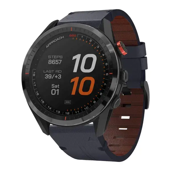 g.l11.5 Front Blue Genuine Italian Leather Strap for Garmin QuickFit Devices for Garmin Approach S62